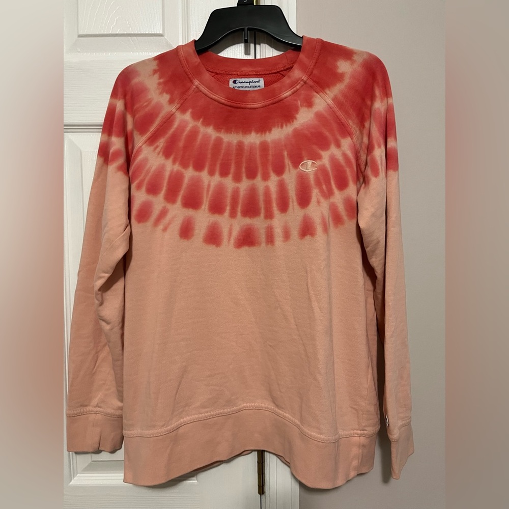 Champion Women’s Pink Tie Die Pullover Sweatshirt Size Large - Picture 1 of 4